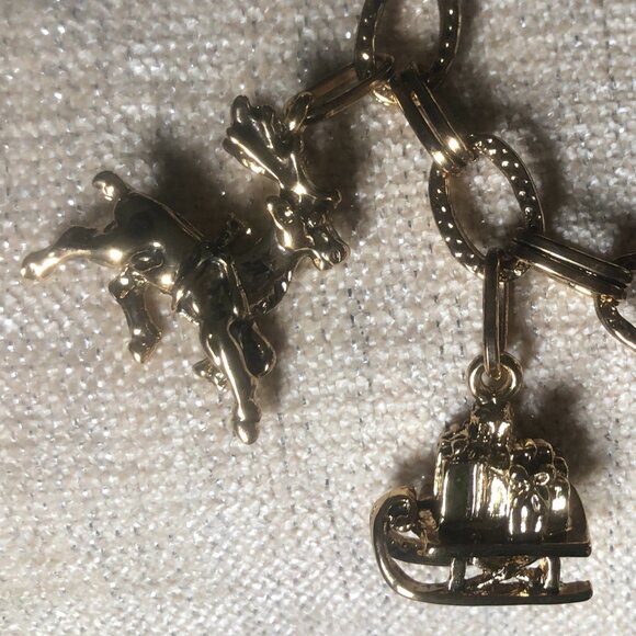 VTG Stauer Gold and Pearl Christmas Charm Bracelet - Picture 9 of 13